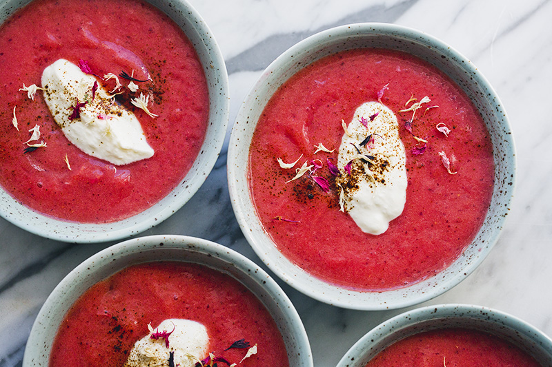 Stringy Soup Rhubarb, Ginger & Strawberry Soup — Green Kitchen Stories